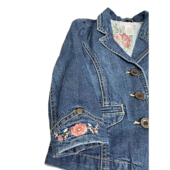 Janie & Jacket Floral Lined and Embroidered Jean Jacket 12-24m - Picture 3 of 6